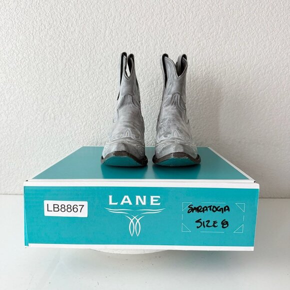 Lane LEXINGTON Womens Cowboy Bootie 8 Washed Denim Western Cowgirl Short Boots - Picture 11 of 12